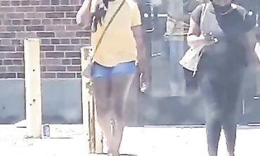 Dark-Hued 19-Year-Old With Lovely Rump In Cut-Offs