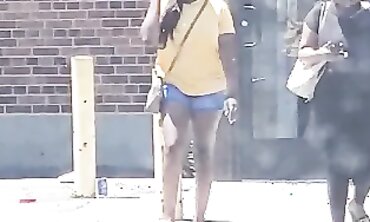 Dark-Hued 19-Year-Old With Lovely Rump In Cut-Offs