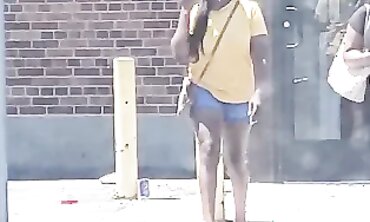Dark-Hued 19-Year-Old With Lovely Rump In Cut-Offs