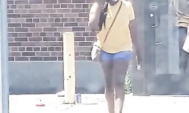Dark-Hued 19-Year-Old With Lovely Rump In Cut-Offs