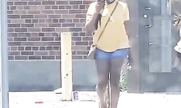 Dark-Hued 19-Year-Old With Lovely Rump In Cut-Offs
