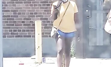 Dark-Hued 19-Year-Old With Lovely Rump In Cut-Offs