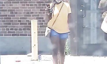 Dark-Hued 19-Year-Old With Lovely Rump In Cut-Offs