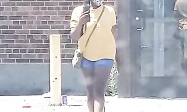 Dark-Hued 19-Year-Old With Lovely Rump In Cut-Offs
