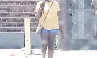 Dark-Hued 19-Year-Old With Lovely Rump In Cut-Offs