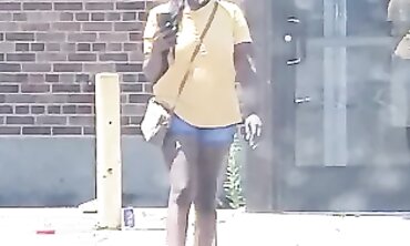 Dark-Hued 19-Year-Old With Lovely Rump In Cut-Offs