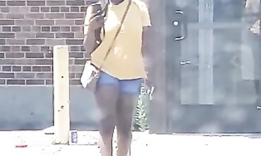 Dark-Hued 19-Year-Old With Lovely Rump In Cut-Offs