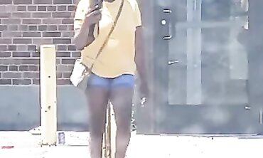 Dark-Hued 19-Year-Old With Lovely Rump In Cut-Offs