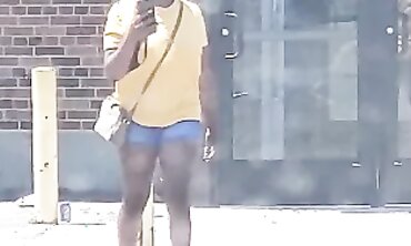 Dark-Hued 19-Year-Old With Lovely Rump In Cut-Offs