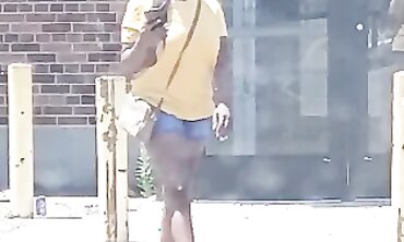 Dark-Hued 19-Year-Old With Lovely Rump In Cut-Offs