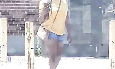 Dark-Hued 19-Year-Old With Lovely Rump In Cut-Offs