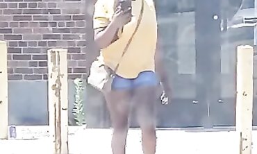 Dark-Hued 19-Year-Old With Lovely Rump In Cut-Offs