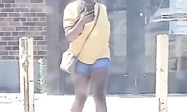 Dark-Hued 19-Year-Old With Lovely Rump In Cut-Offs
