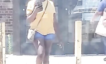 Dark-Hued 19-Year-Old With Lovely Rump In Cut-Offs