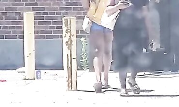 Dark-Hued 19-Year-Old With Lovely Rump In Cut-Offs