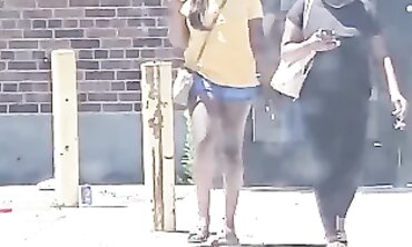 Dark-Hued 19-Year-Old With Lovely Rump In Cut-Offs