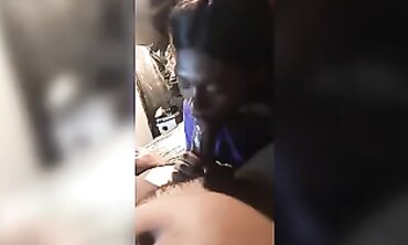 Stunning Ebony Domme Gives Deep Throat Blowjob