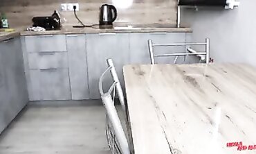 Petite Brunette Sweetheart Gets Fucked in the Kitchen While Cooking