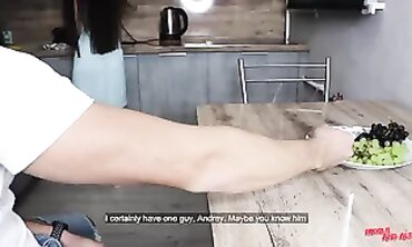 Petite Brunette Sweetheart Gets Fucked in the Kitchen While Cooking
