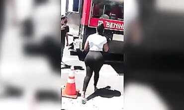 POV Ebony Thick Slut Gets Throated