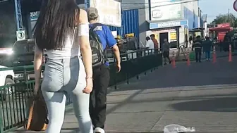 Candid Brunette With Huge Elastic Ass In Tight Jeans