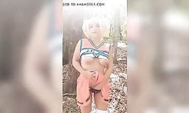Blonde Milf Himiko Toga Cosplay Outdoor