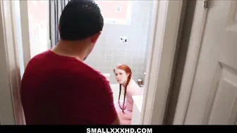Petite Redhead Dolly Little Stuck In Toilet Banged By Friends