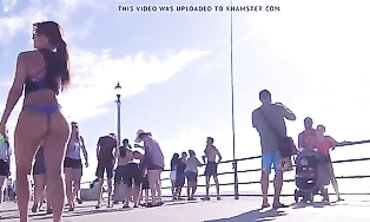 Hot Latina Princess with Blue Thong on Beach - Sexy Salsita Dancing