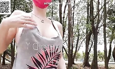 Public Flashing in Park - Bold Girl Strips Off Her Clothes And Shows Boobs