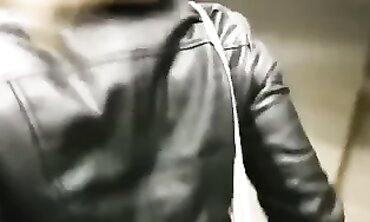 Outdoor Quickie in Leather Jacket