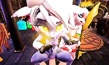 Jinx and Tristana's Damp Holiday Threesome