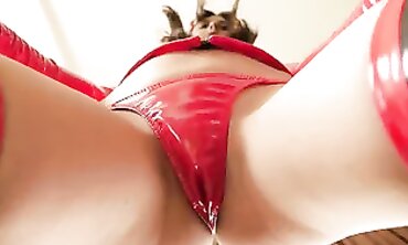Super-Cute Yo in a Vinyl S&M Striptease