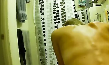 Tall Slim Blonde Babe Takes a Leak in the Bathroom