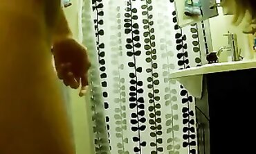 Tall Slim Blonde Babe Takes a Leak in the Bathroom