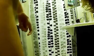 Tall Slim Blonde Babe Takes a Leak in the Bathroom