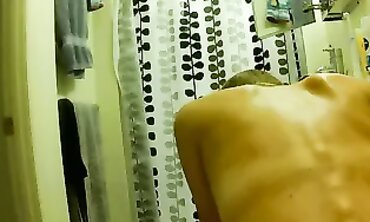 Tall Slim Blonde Babe Takes a Leak in the Bathroom