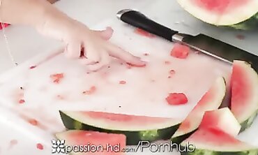 Alexis Adams Gets Drenched in Watermelon Juice