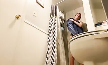 Brunette Amateur Showering Before And After Douche