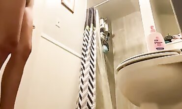 Brunette Amateur Showering Before And After Douche