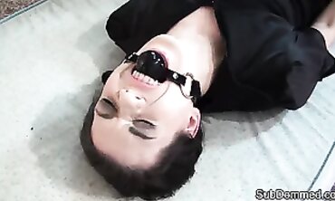 Ballgag Marionette: Cropped Brunette MILF Whipped in Rough Male Domination