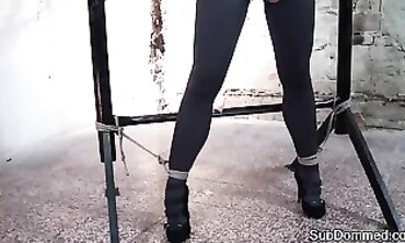 Ballgag Marionette: Cropped Brunette MILF Whipped in Rough Male Domination