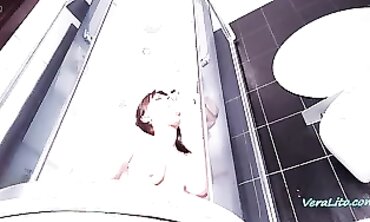 Hot Wife Masturbates In Shower With Vibrator And Dildos - Huge Orgasm