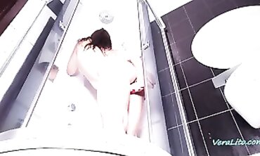 Hot Wife Masturbates In Shower With Vibrator And Dildos - Huge Orgasm