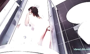 Hot Wife Masturbates In Shower With Vibrator And Dildos - Huge Orgasm