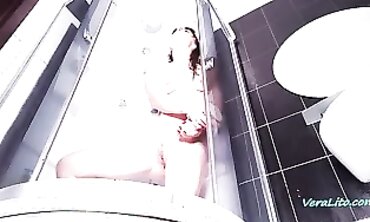 Hot Wife Masturbates In Shower With Vibrator And Dildos - Huge Orgasm