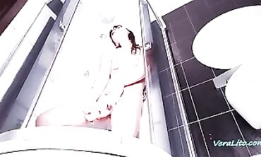 Hot Wife Masturbates In Shower With Vibrator And Dildos - Huge Orgasm