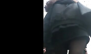 Candid Skinny Teen in Micro Skirt and Stockings Upskirt