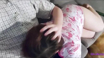Watching Cartoons While Sucking His Tiny Cock