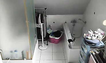 Mature Wife Showering After Bathroom Use