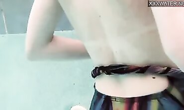 Emie Amfibia Swims and Orgasms in the Pool